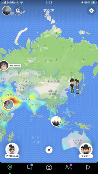 Snapchatで見る世界地図