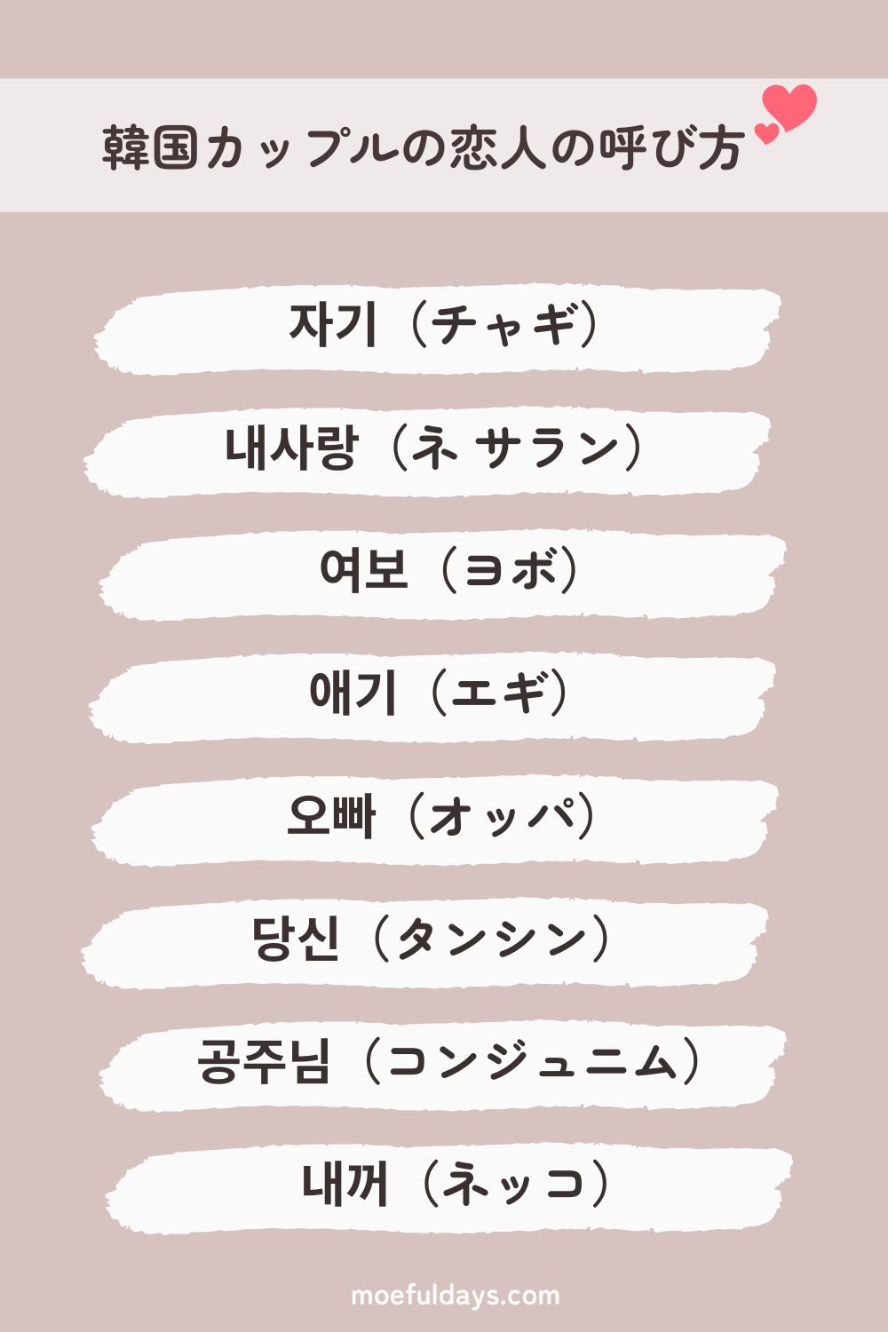 韓国人の恋人の呼び方
